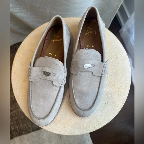 Christian Louboutin Beige Penny Flat Crosta Leather Loafers,Slip On, sz43 - Picture 7 of 8